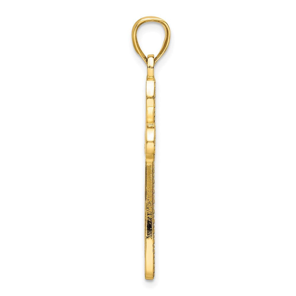 14k Yellow Gold Polished Beaded Cross Pendant
