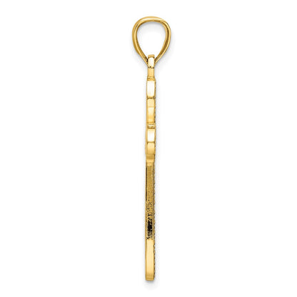 14k Yellow Gold Polished Beaded Cross Pendant