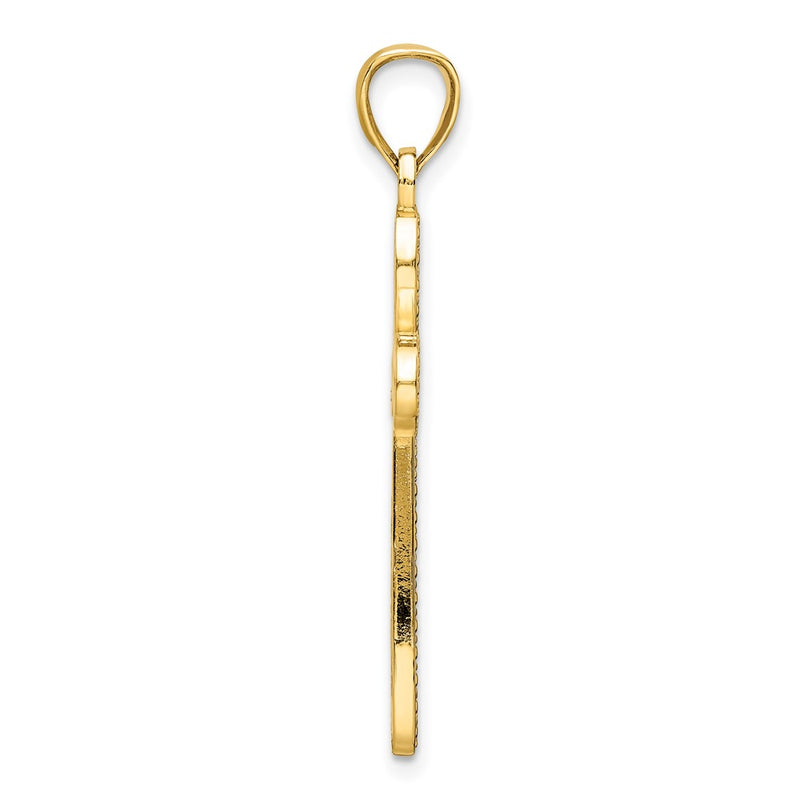 14k Yellow Gold Polished Beaded Cross Pendant