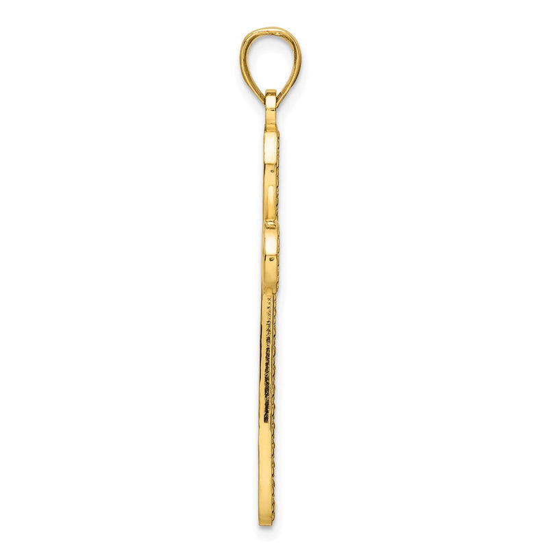 14k Yellow Gold Polished Beaded Cross Pendant