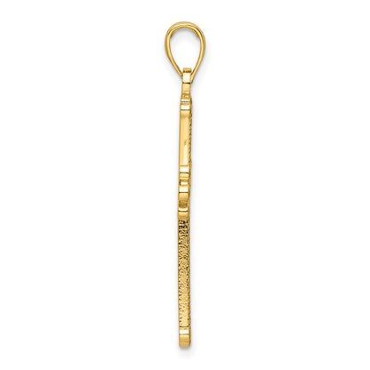 14k Yellow Gold Polished Beaded Cross Pendant