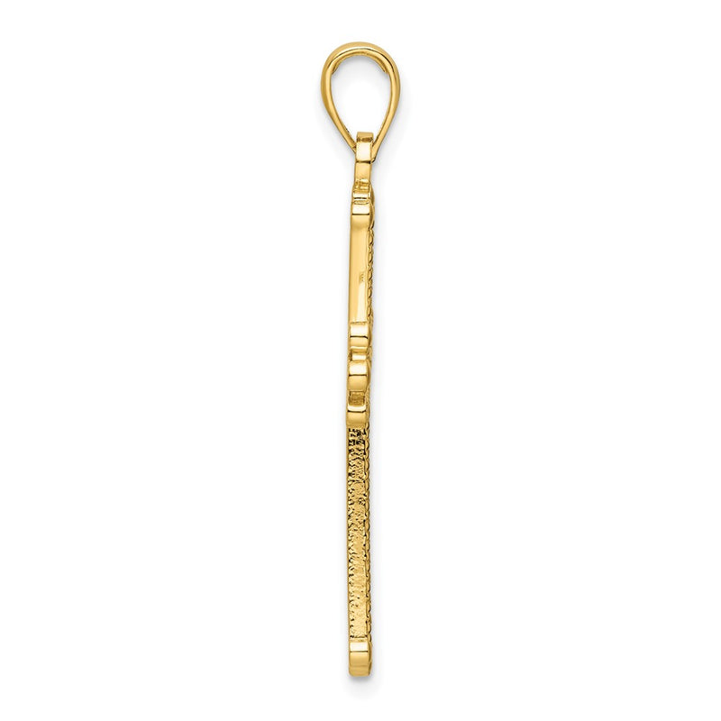 14k Yellow Gold Polished Beaded Cross Pendant