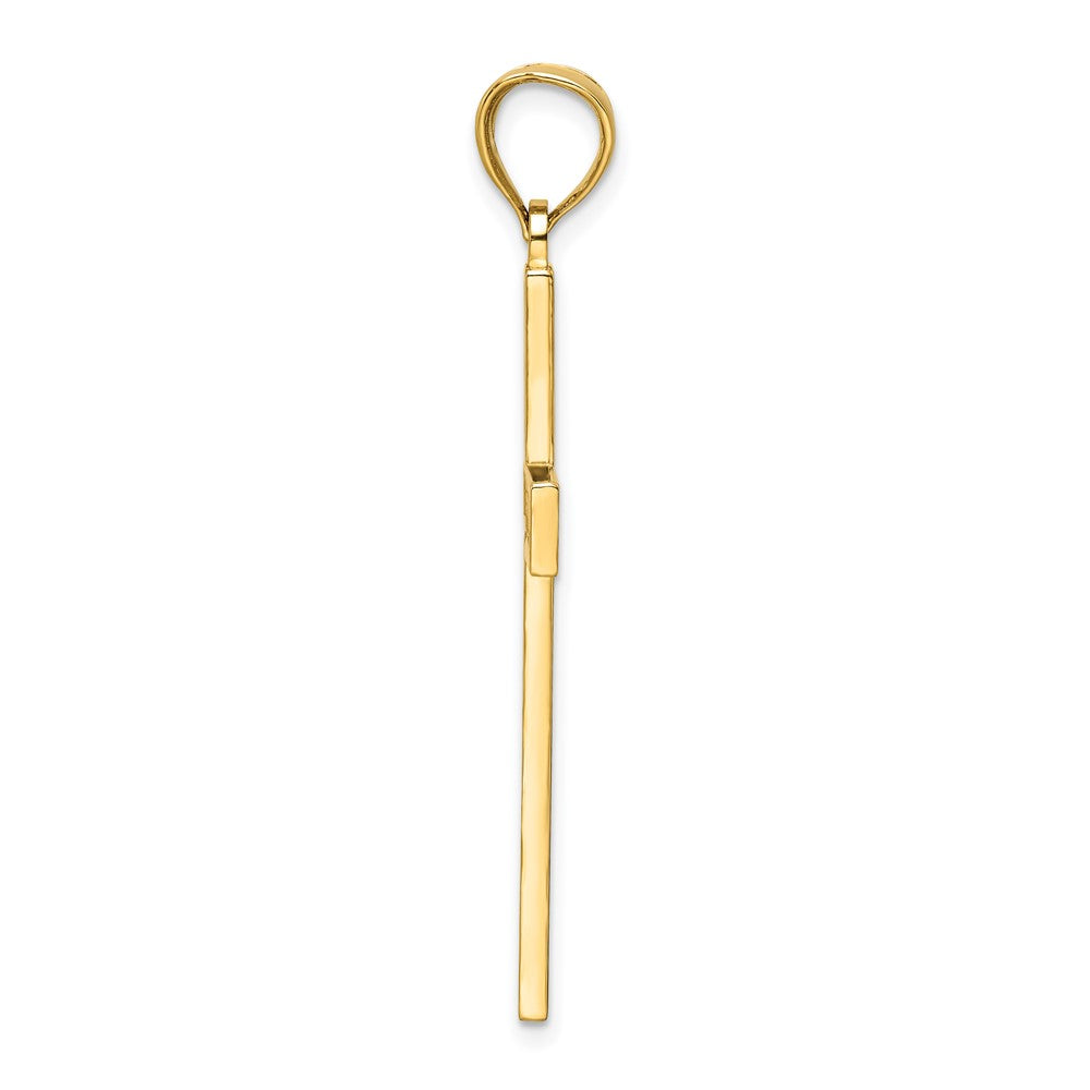 14k Yellow Gold Polished Beaded Cross Pendant