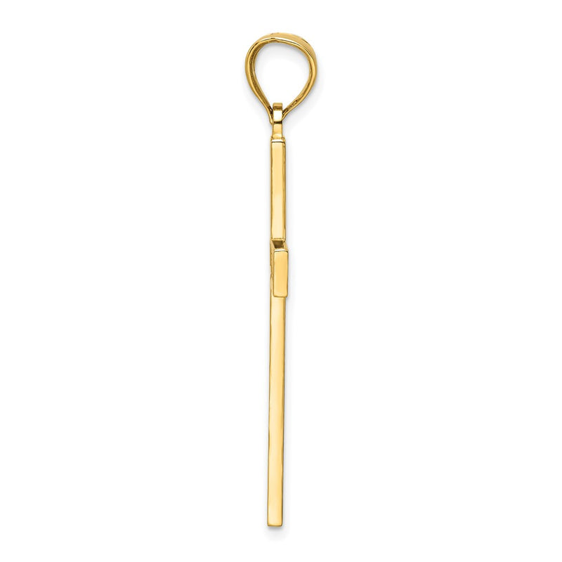 14k Yellow Gold Polished Beaded Cross Pendant