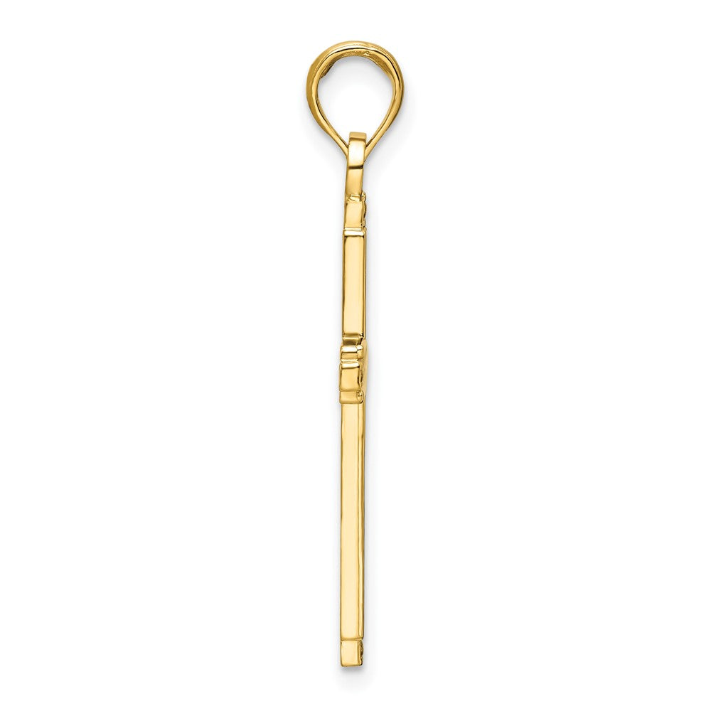 14k Yellow Gold Polished Beaded Cross Pendant