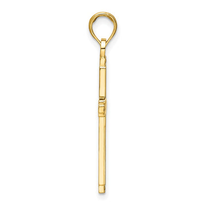 14k Yellow Gold Polished Beaded Cross Pendant