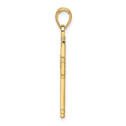 14k Yellow Gold Polished Beaded Cross Pendant