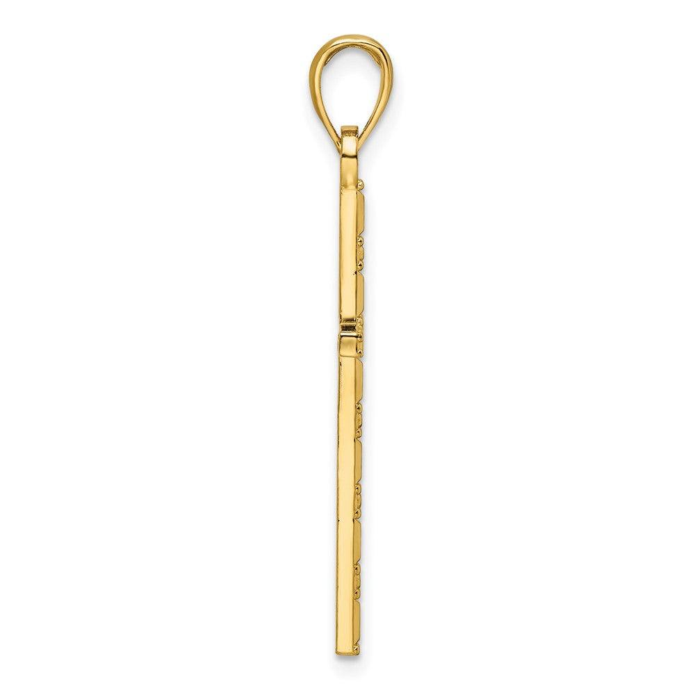 14k Yellow Gold Polished Beaded Cross Pendant