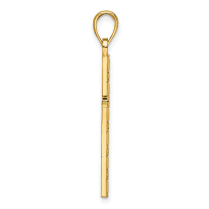 14k Yellow Gold Polished Beaded Cross Pendant