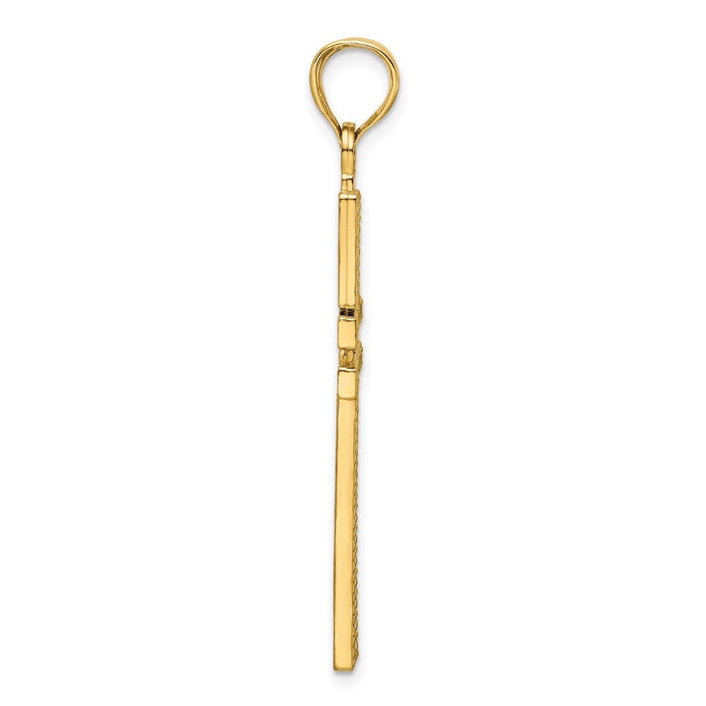 14k Yellow Gold Polished Beaded Cross Pendant