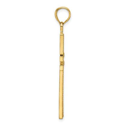 14k Yellow Gold Polished Beaded Cross Pendant