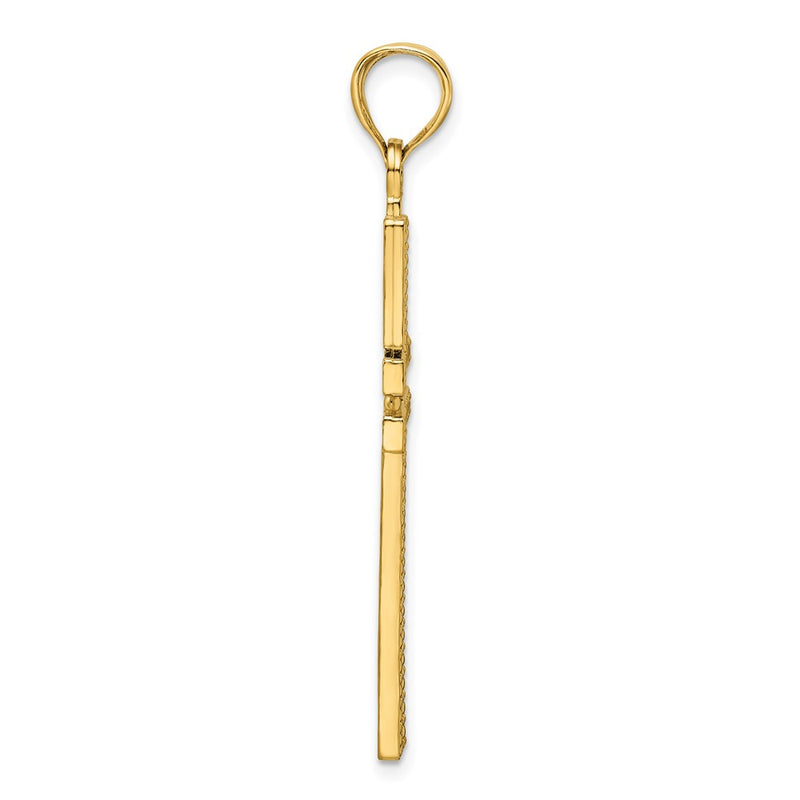 14k Yellow Gold Polished Beaded Cross Pendant