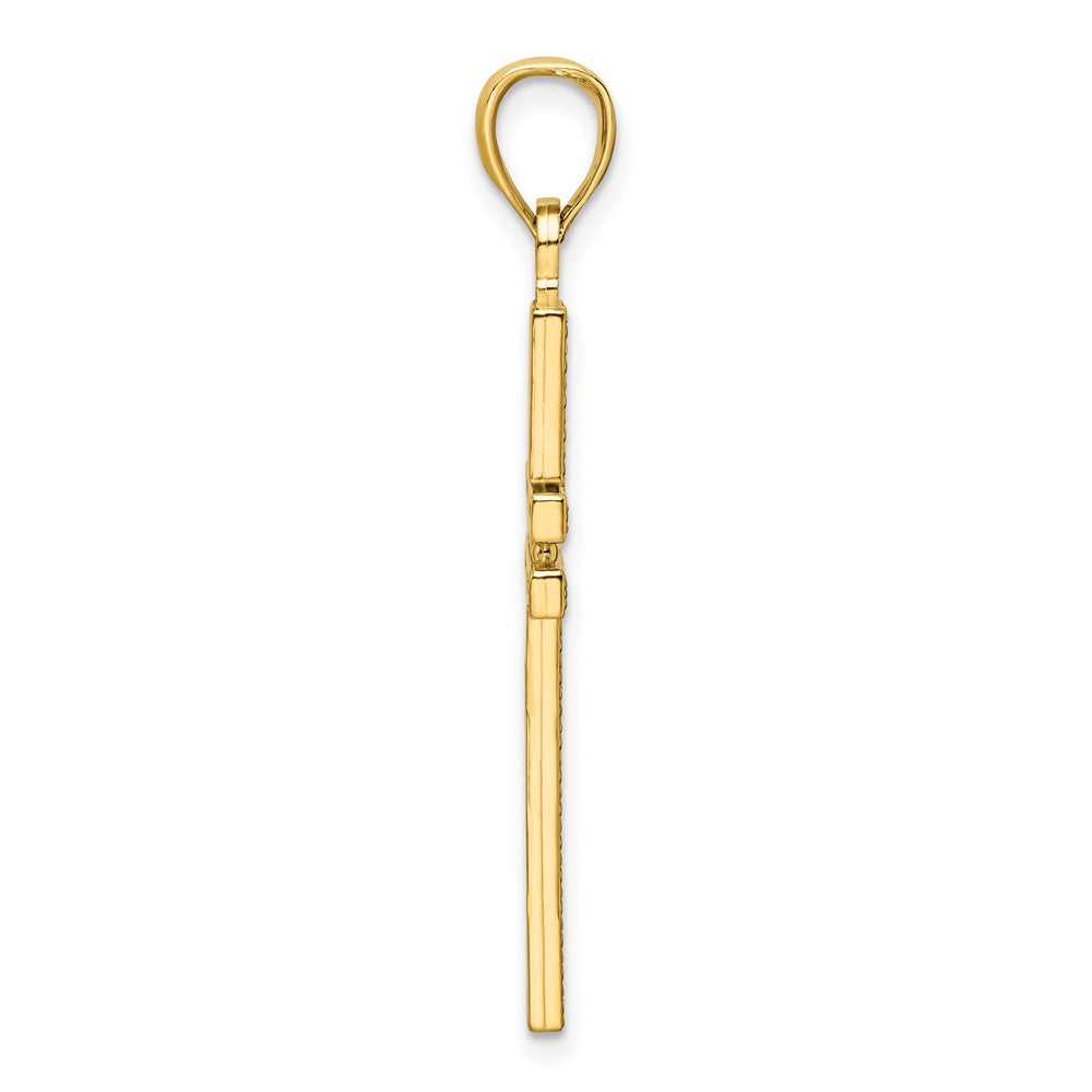 14k Yellow Gold Polished Beaded Cross Pendant