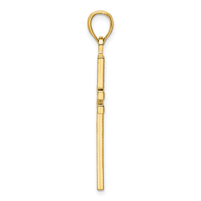 14k Yellow Gold Polished Beaded Cross Pendant
