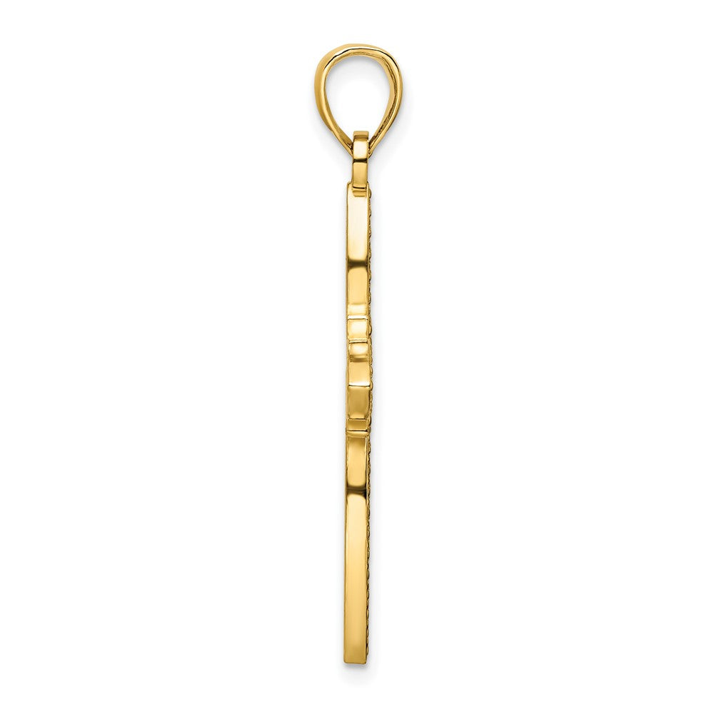 14k Yellow Gold Polished Beaded Cross Pendant