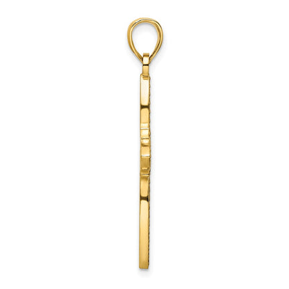 14k Yellow Gold Polished Beaded Cross Pendant