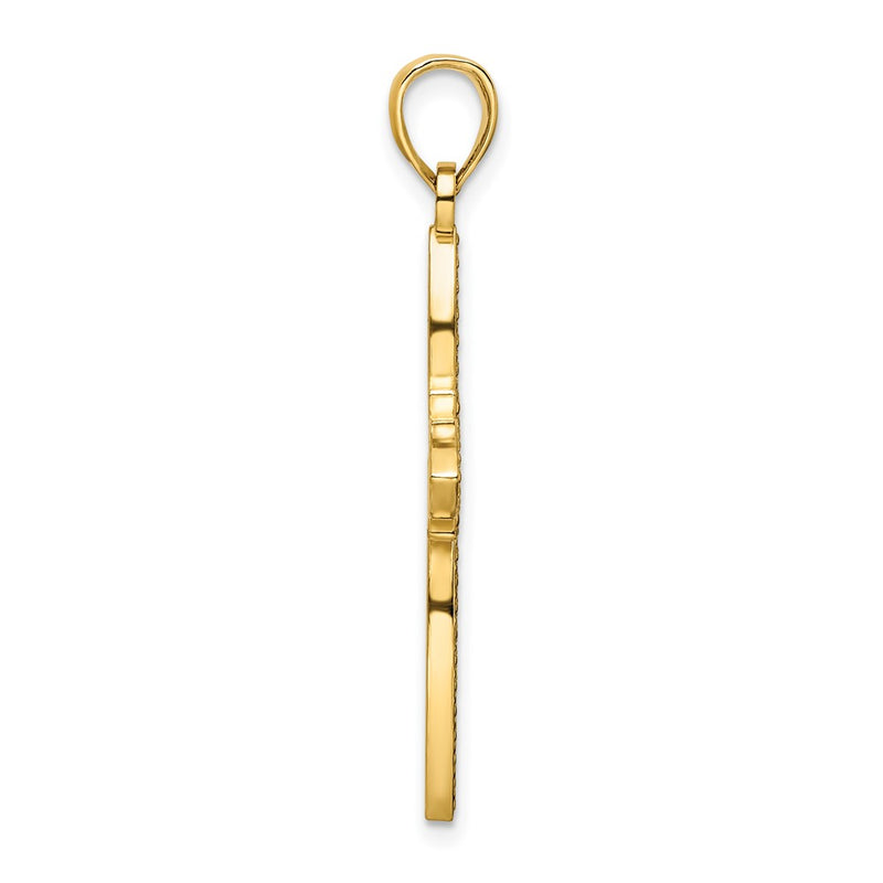 14k Yellow Gold Polished Beaded Cross Pendant