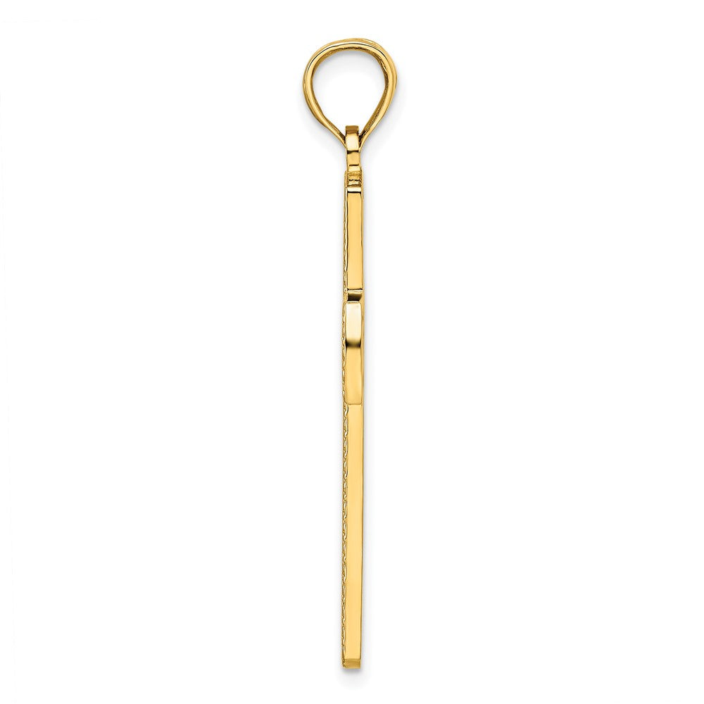 14k Yellow Gold Beaded & Polished Cross Pendant