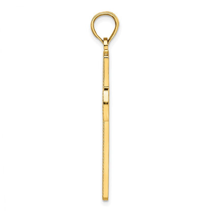 14k Yellow Gold Beaded & Polished Cross Pendant