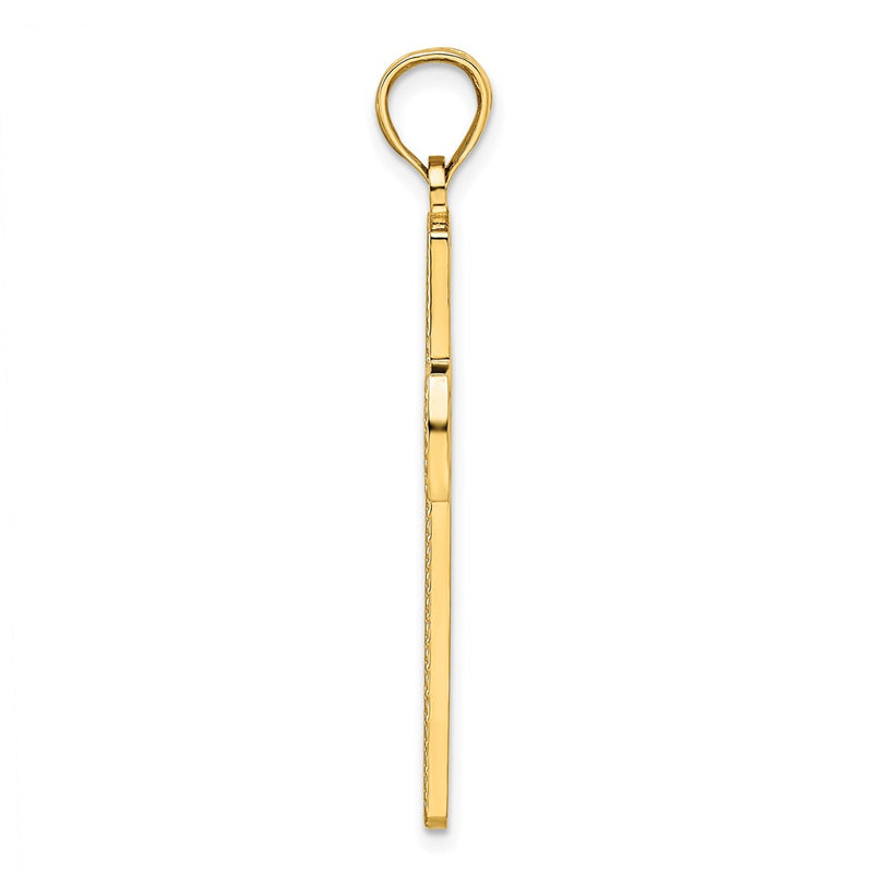 14k Yellow Gold Beaded & Polished Cross Pendant
