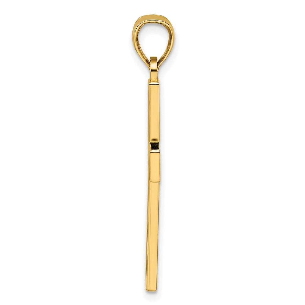 14k Yellow Gold Beaded & Polished Double Cross Pendant