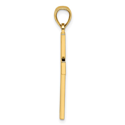 14k Yellow Gold Beaded & Polished Double Cross Pendant