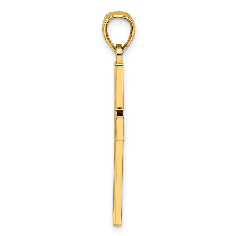 14k Yellow Gold Beaded & Polished Double Cross Pendant