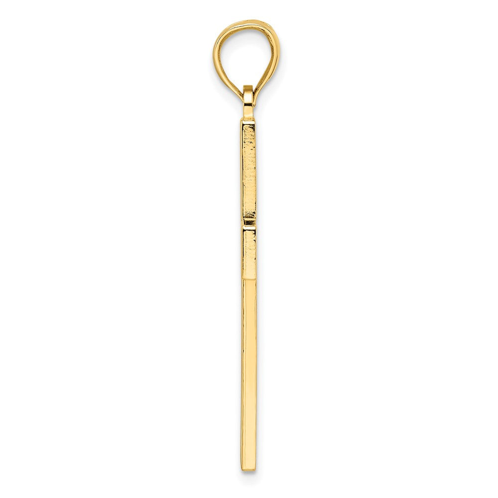 14k Yellow Gold Beaded & Polished Double Cross Pendant