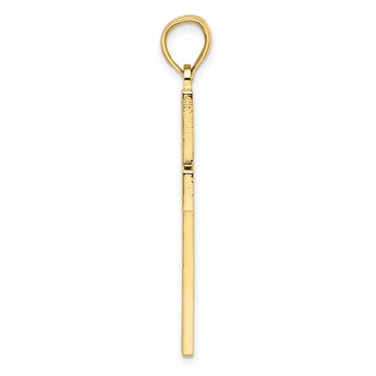 14k Yellow Gold Beaded & Polished Double Cross Pendant