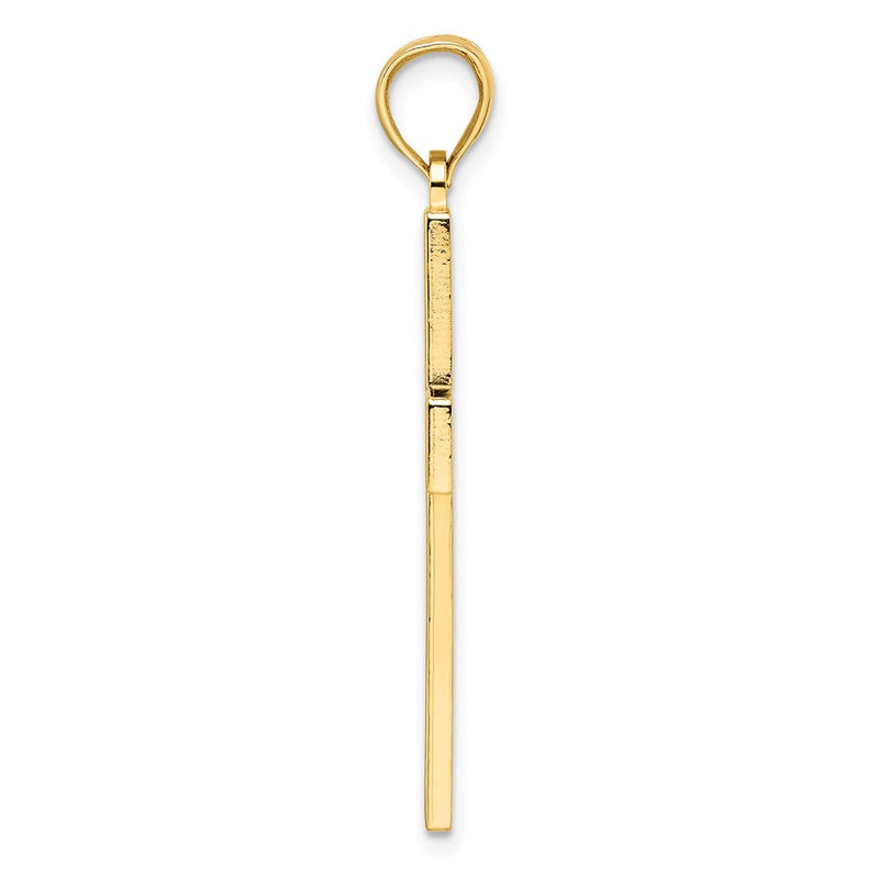 14k Yellow Gold Beaded & Polished Double Cross Pendant