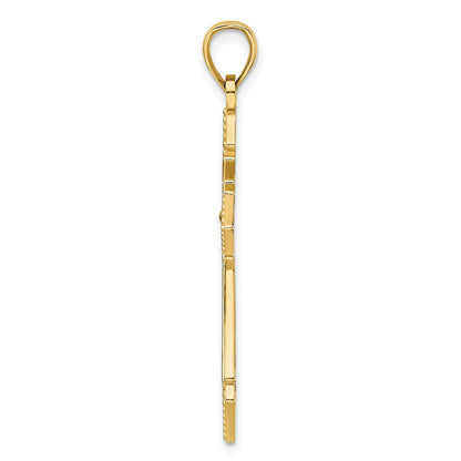 14k Yellow Gold Polished Beaded Cross Pendant