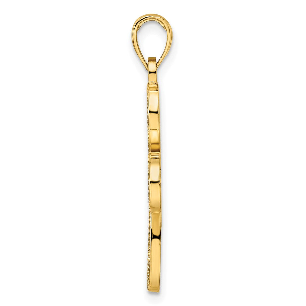 14k Yellow Gold Beaded & Polished Fancy Cross Pendant
