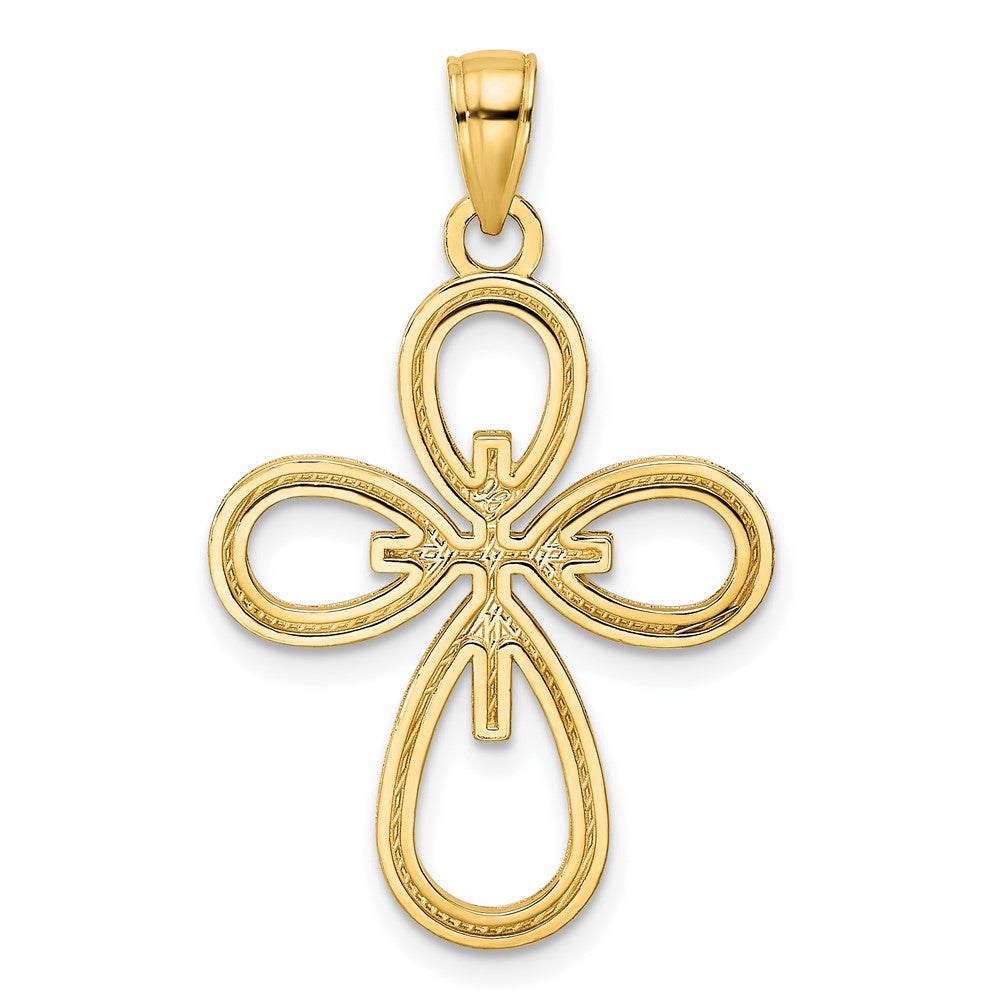 14k Yellow Gold Beaded & Polished Fancy Cross Pendant