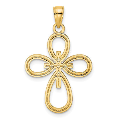 14k Yellow Gold Beaded & Polished Fancy Cross Pendant