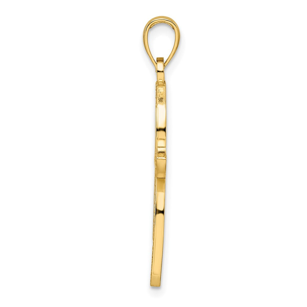 14k Yellow Gold Beaded & Polished Fancy Cross Pendant