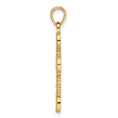 14k Yellow Gold Beaded & Polished Fancy Cross Pendant