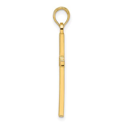 14k Yellow Gold Beaded & Polished Fancy Cross Pendant