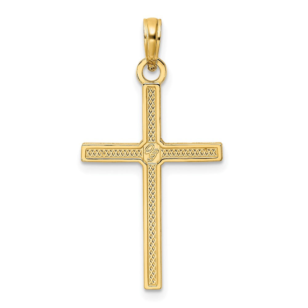14k Yellow Gold Beaded & Polished Fancy Cross Pendant