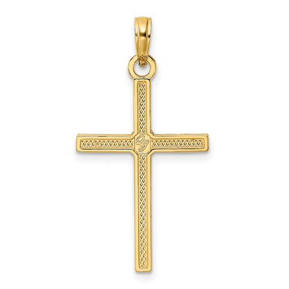14k Yellow Gold Beaded & Polished Fancy Cross Pendant
