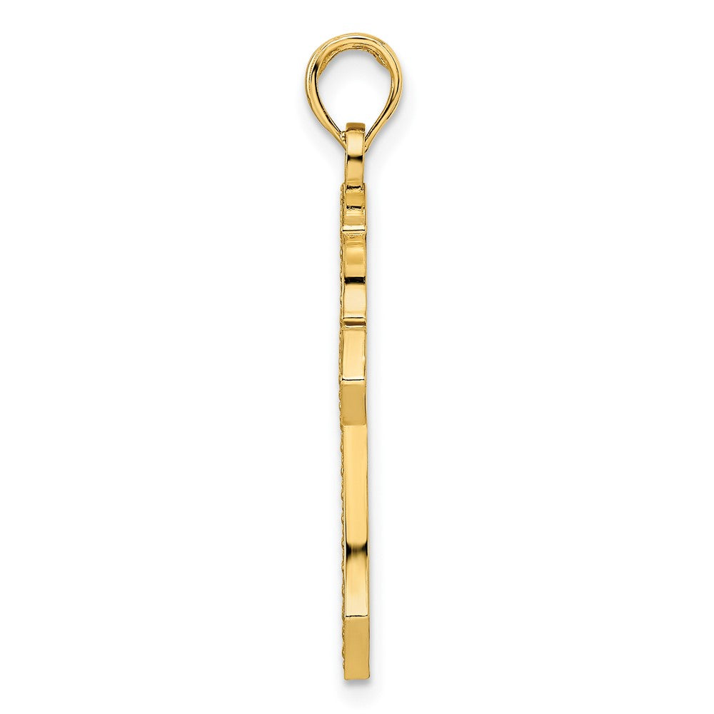 14k Yellow Gold Beaded & Polished Fancy Cross Pendant