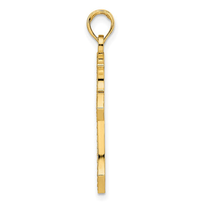 14k Yellow Gold Beaded & Polished Fancy Cross Pendant