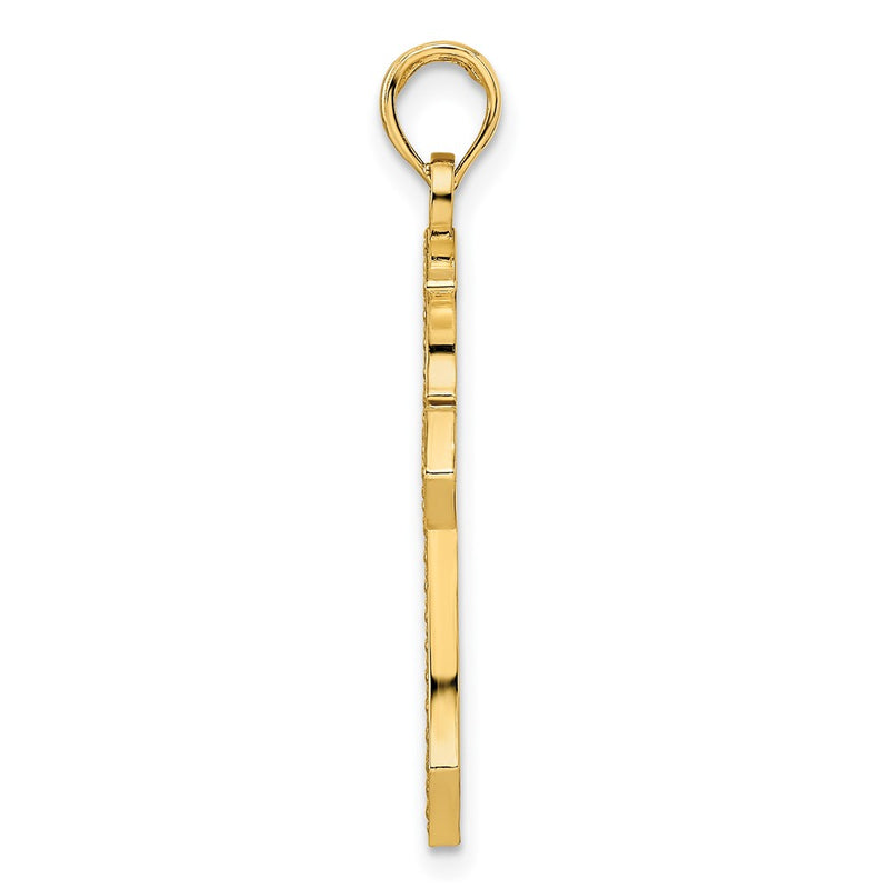 14k Yellow Gold Beaded & Polished Fancy Cross Pendant