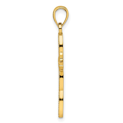 14k Yellow Gold Beaded & Polished Cross Pendant