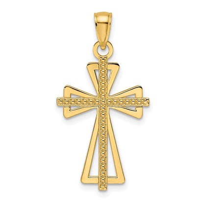 14k Yellow Gold Polished & Textured Cross Pendant