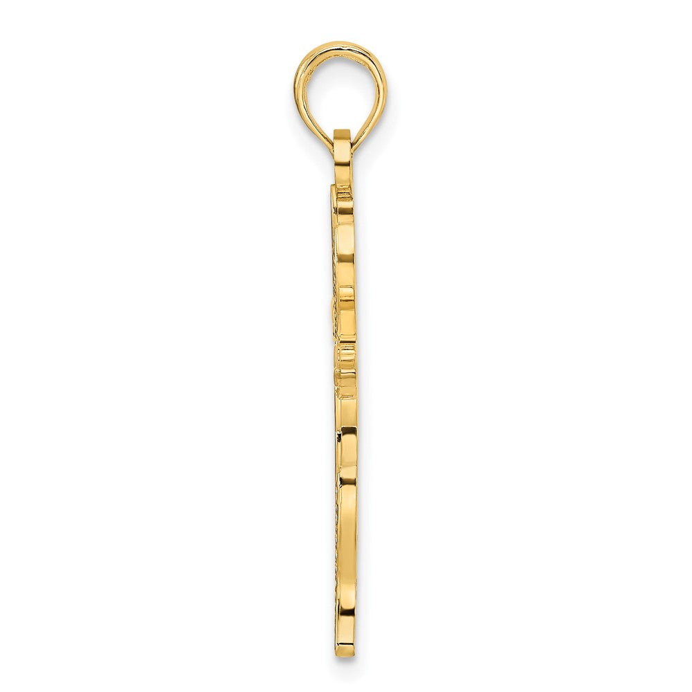 14k Yellow Gold Polished & Textured Twisted Cross Pendant