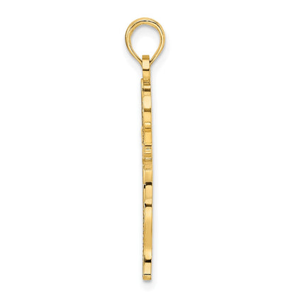 14k Yellow Gold Polished & Textured Twisted Cross Pendant