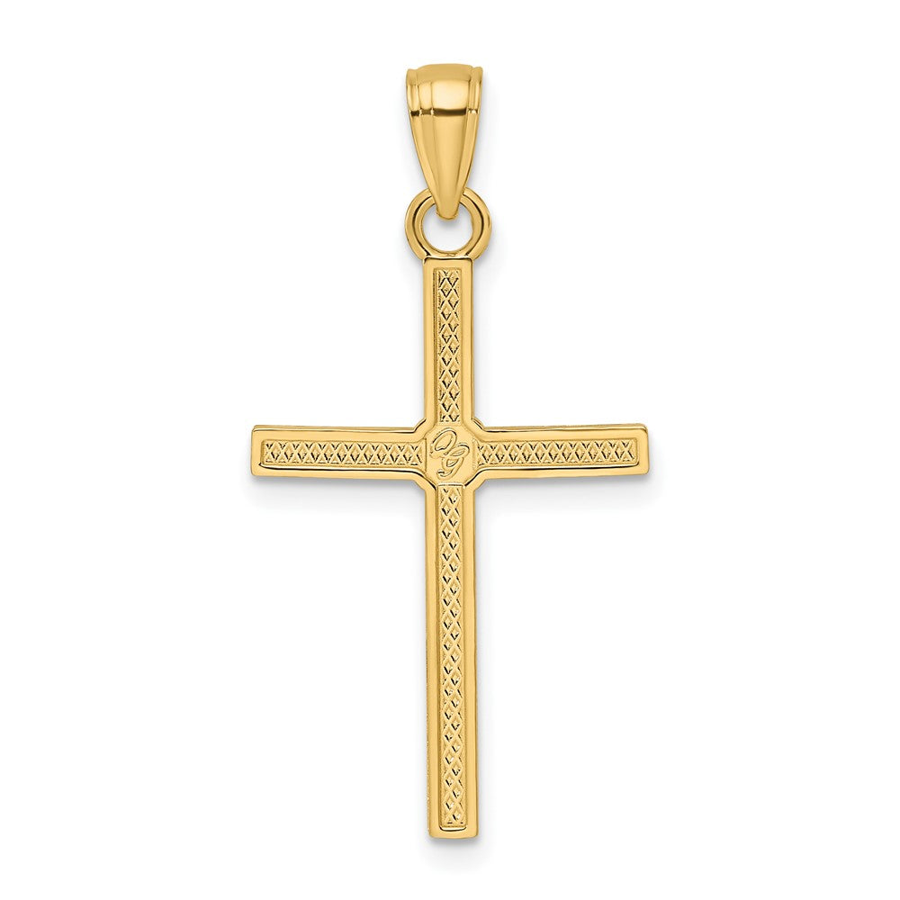 14k Yellow Gold Polished & Designed Cross Pendant