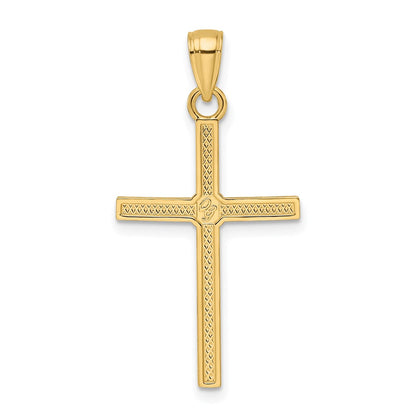 14k Yellow Gold Polished & Designed Cross Pendant