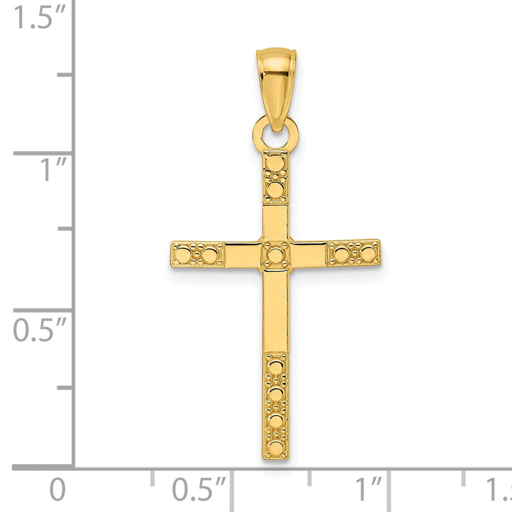 14k Yellow Gold Polished & Designed Cross Pendant