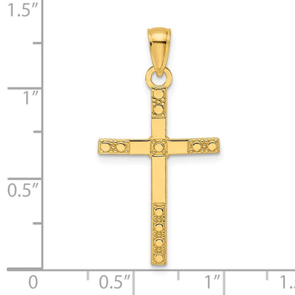 14k Yellow Gold Polished & Designed Cross Pendant